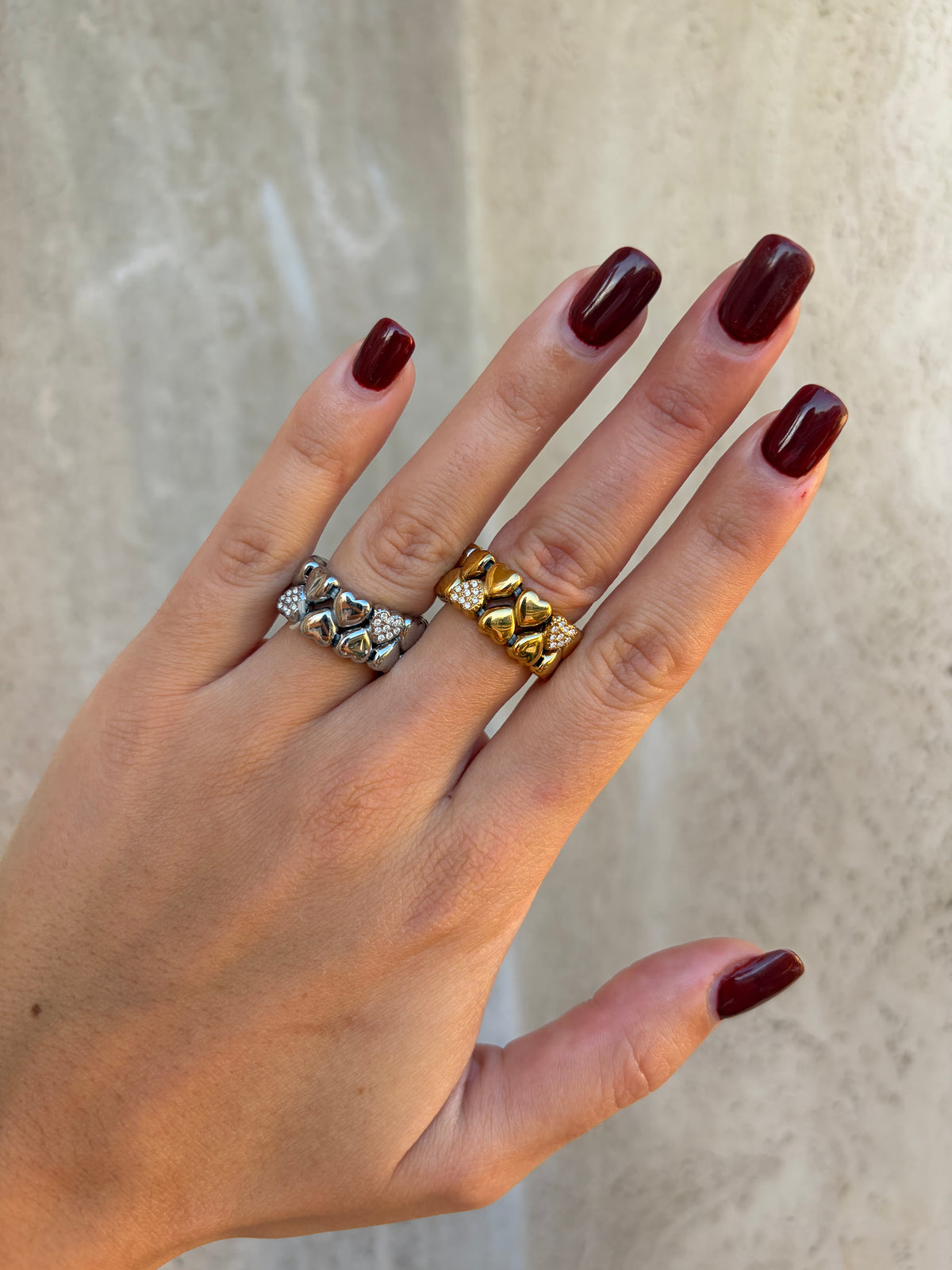Anello multi cuori a molla