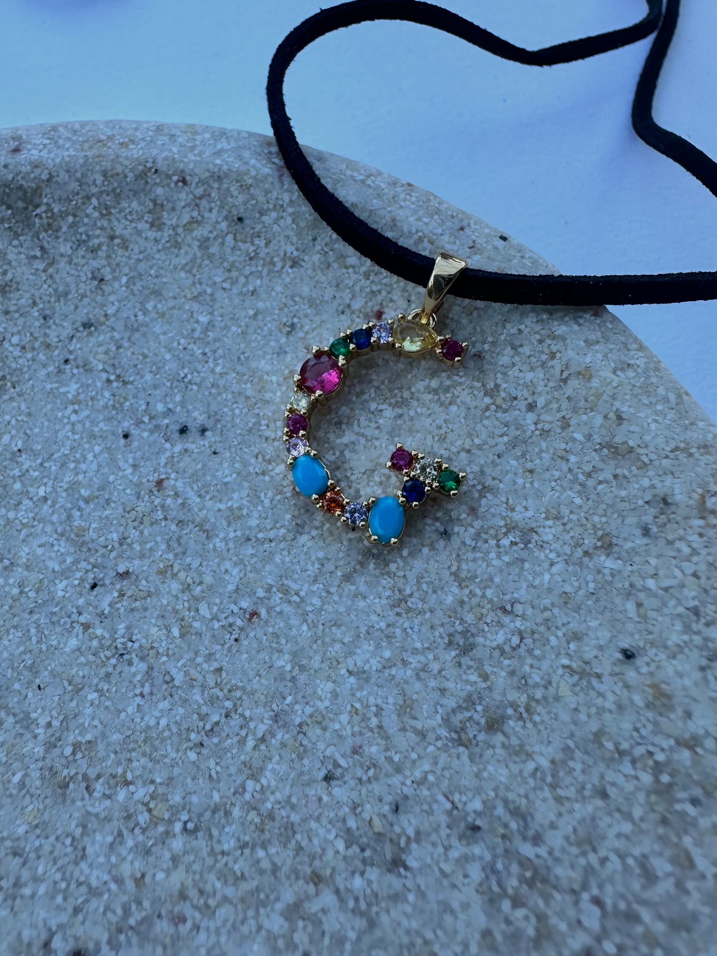 choker lettera zirconata multi