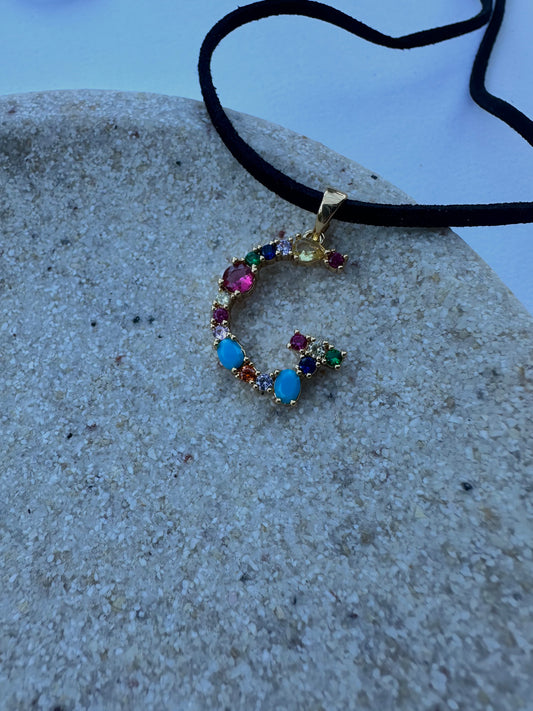 choker lettera zirconata multi